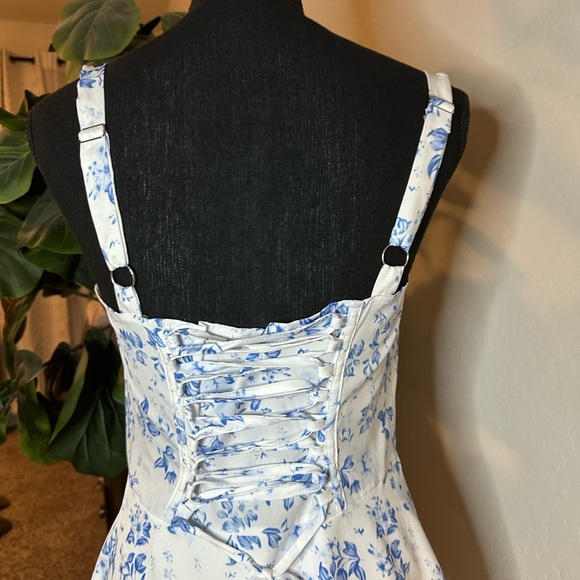 Floral Blue and White Mini Dress - Picture 5 of 13